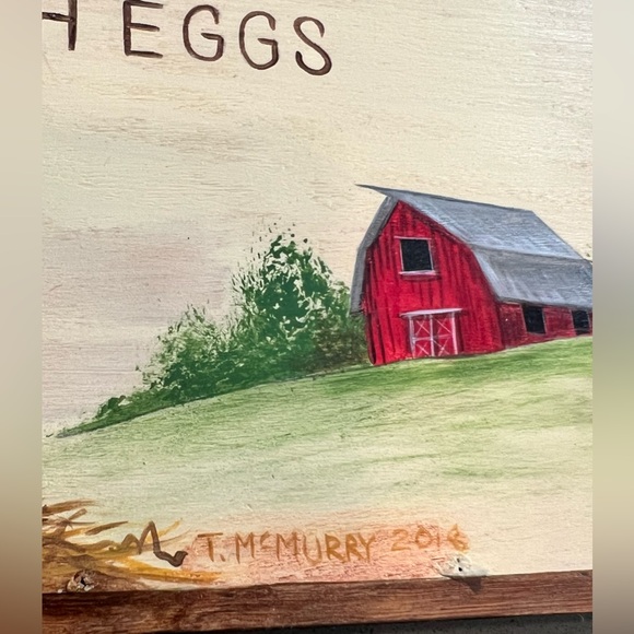 Farm Fresh Eggs Wooden Wall Hanging Sign Chicken Farm Barn Country Cottagecore - Picture 2 of 7